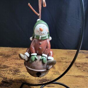 Metal Holiday bell Snowman to hang on tree